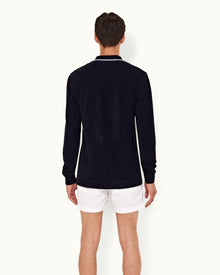 Night Iris Classic Fit Half-Zip Long-Sleeve Polo Shirt | Night Iris