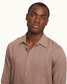 Relaxed Fit Luxury Italian Linen Shirt In Plum Wine Colour | Plum Wine