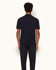 Night Iris Capri Collar Tipping Detail Knit Shirt | Night Iris