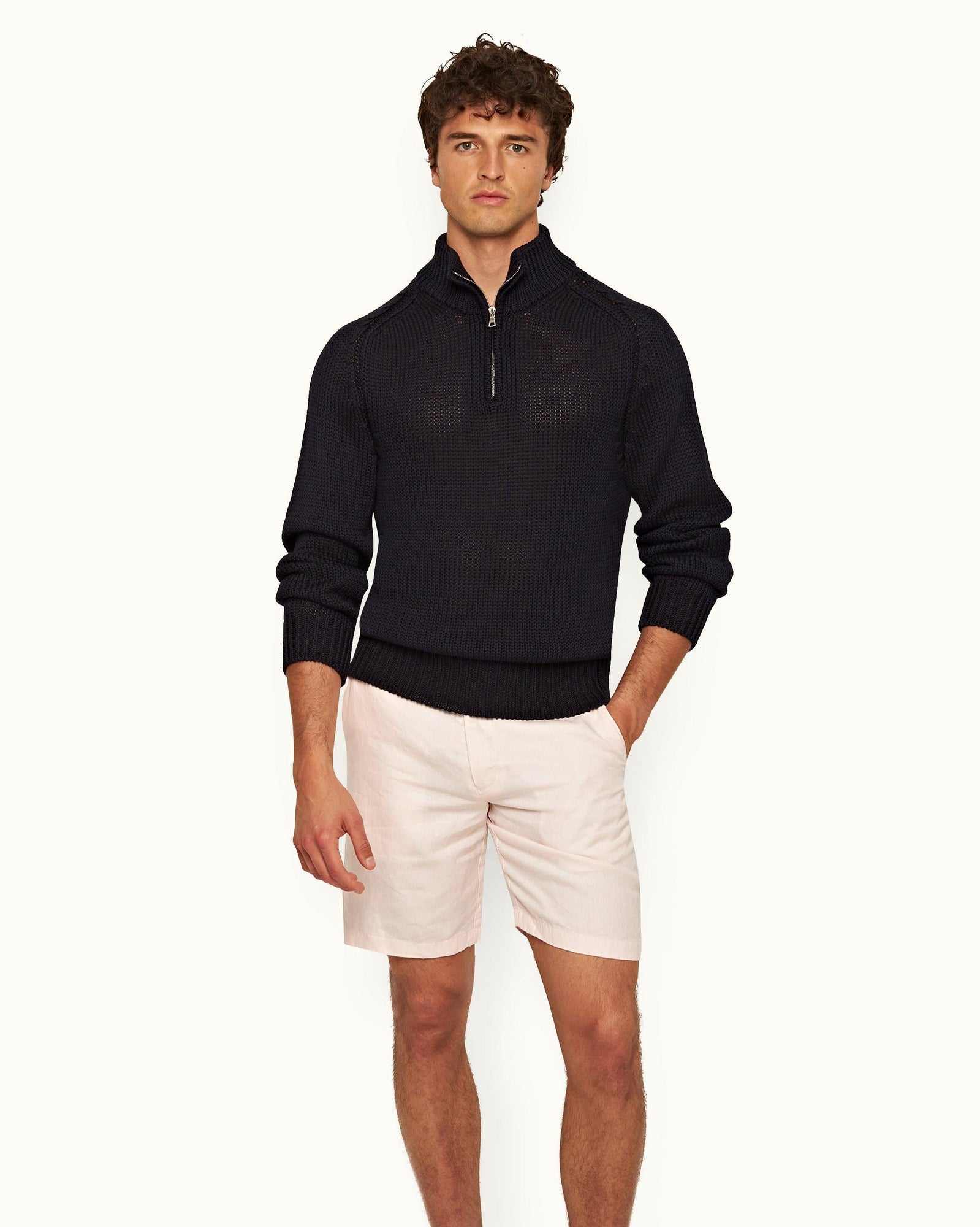 Night Iris Classic Fit Half-Zip Organic Cotton Jumper | Night Iris