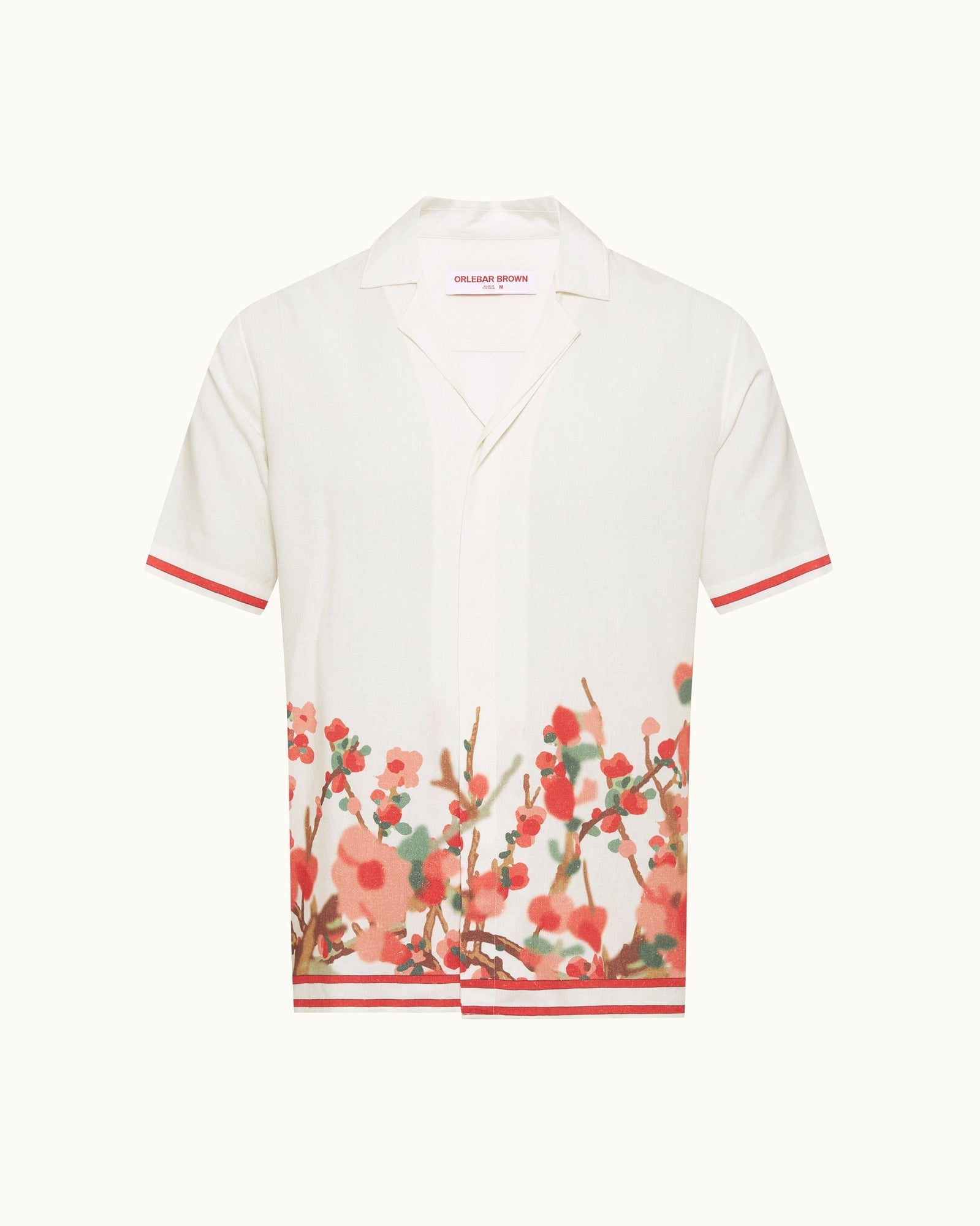 Maitan Blossom Season Print Relaxed Fit Capri Collar Shirt In Red | Red