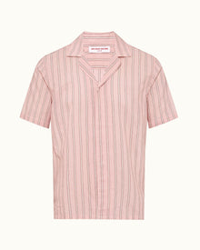 Maitan Rose/White Capri Collar Stripe Cotton Shirt | Rose/White
