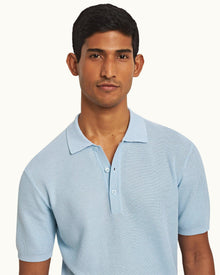 Maranon Ice Blue Tailored Fit Organic Mercerized Cotton Polo Shirt | Ice Blue