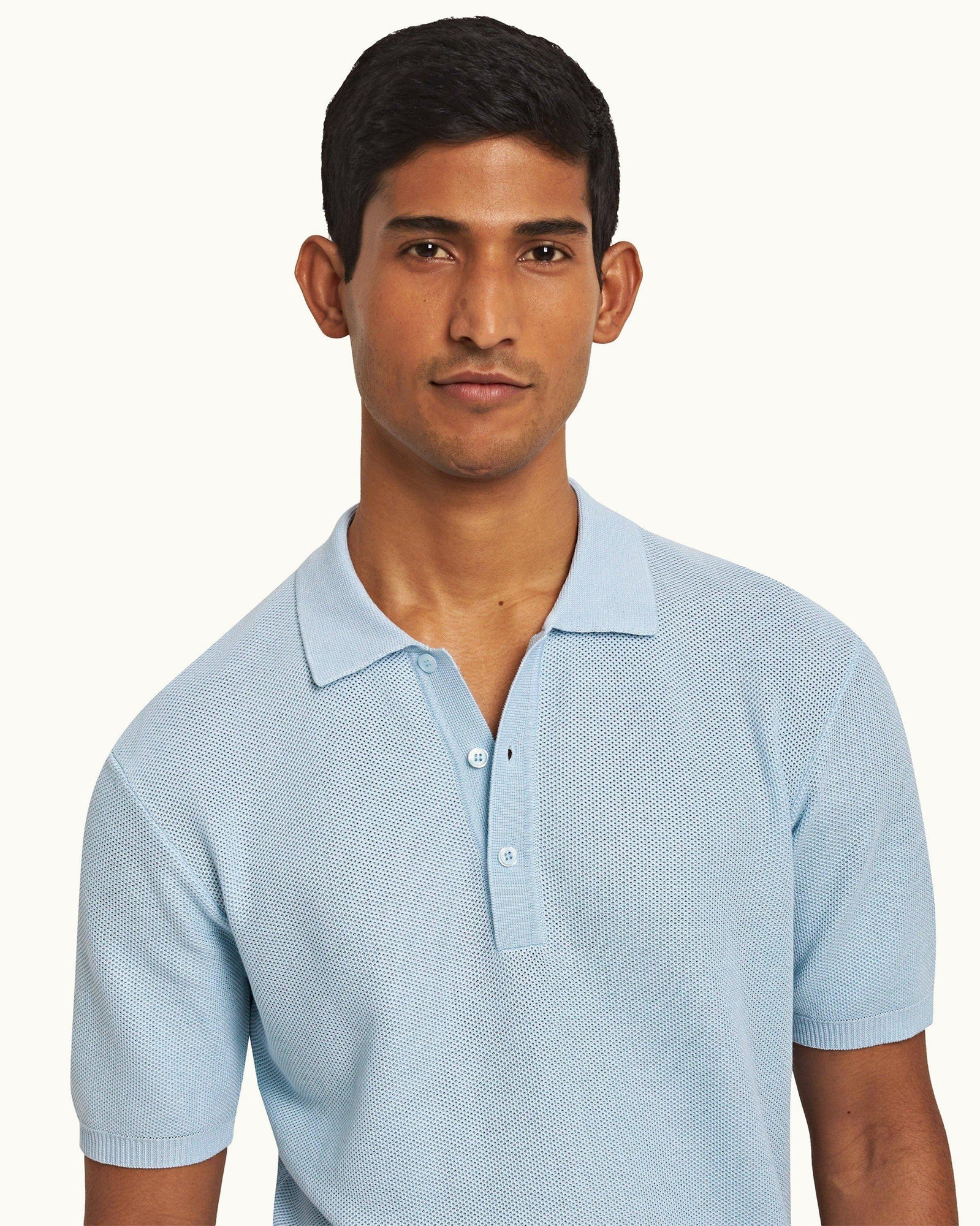 Maranon Ice Blue Tailored Fit Organic Mercerized Cotton Polo Shirt | Ice Blue