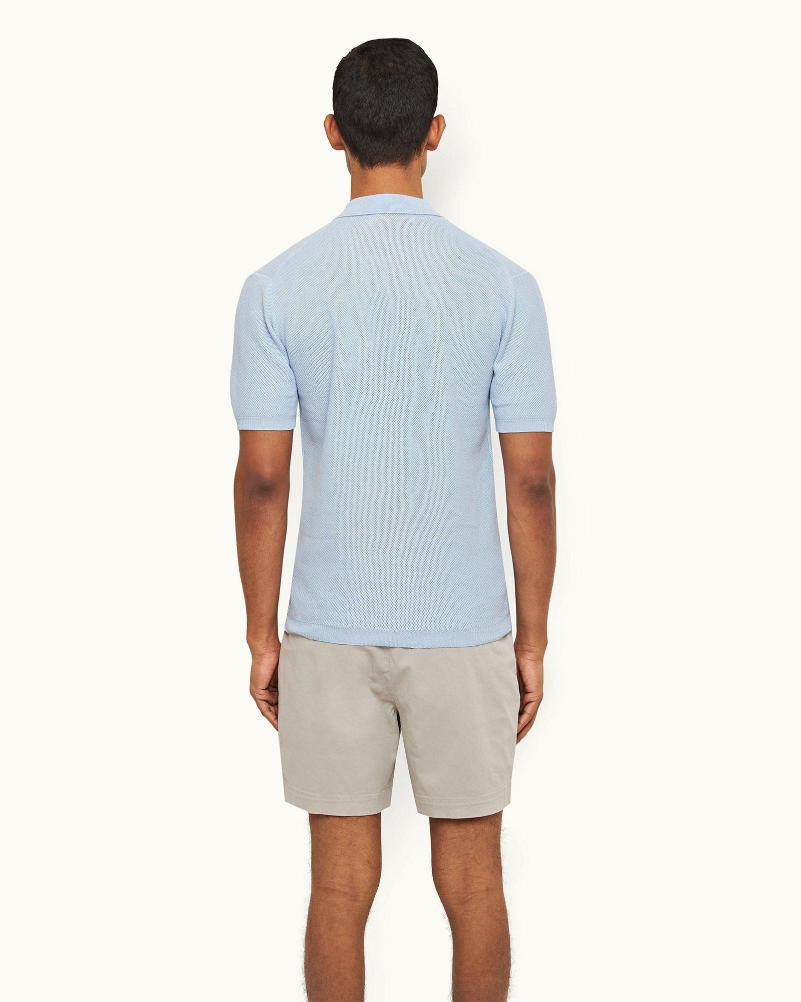 Maranon Ice Blue Tailored Fit Organic Mercerized Cotton Polo Shirt | Ice Blue