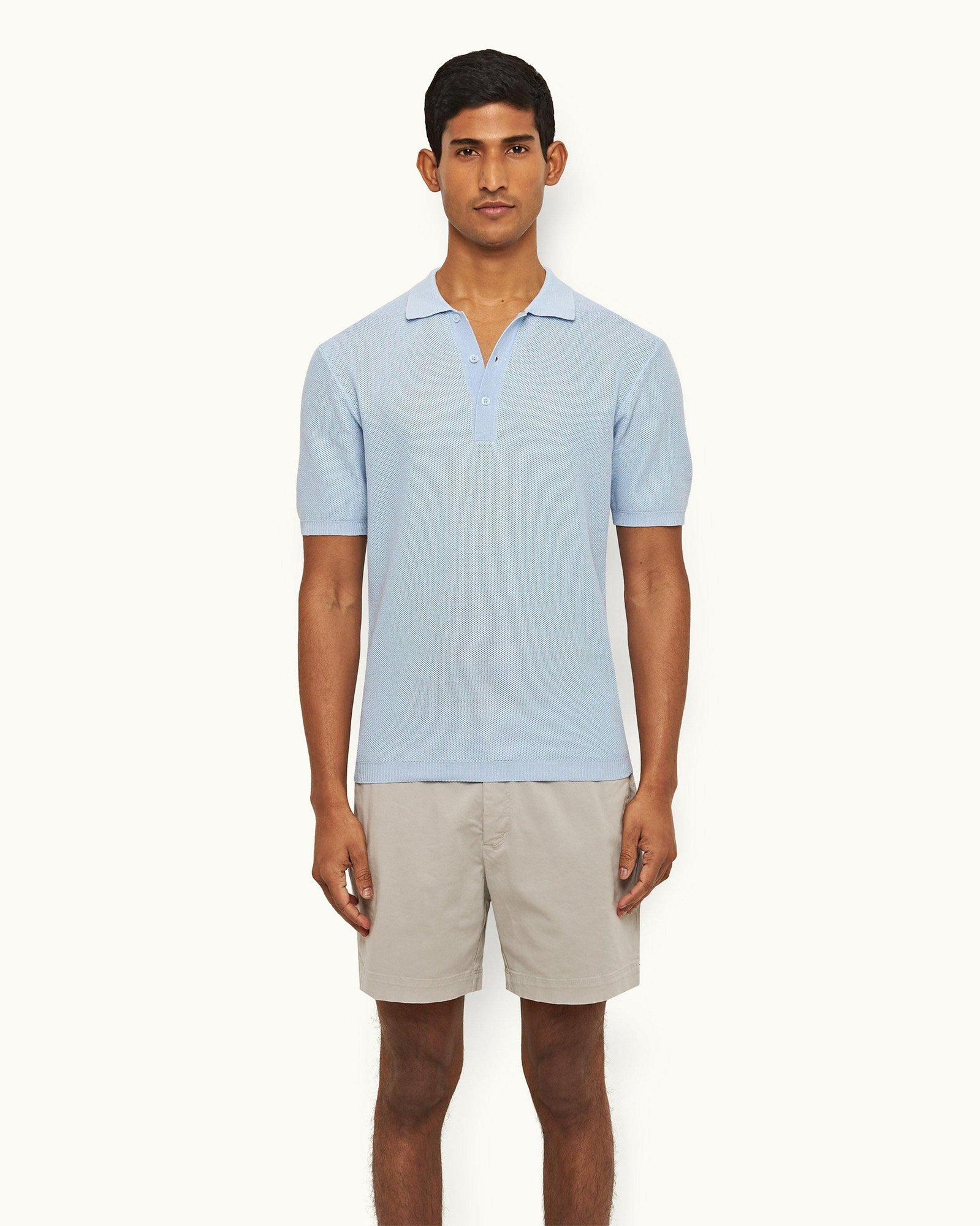 Maranon Ice Blue Tailored Fit Organic Mercerized Cotton Polo Shirt | Ice Blue