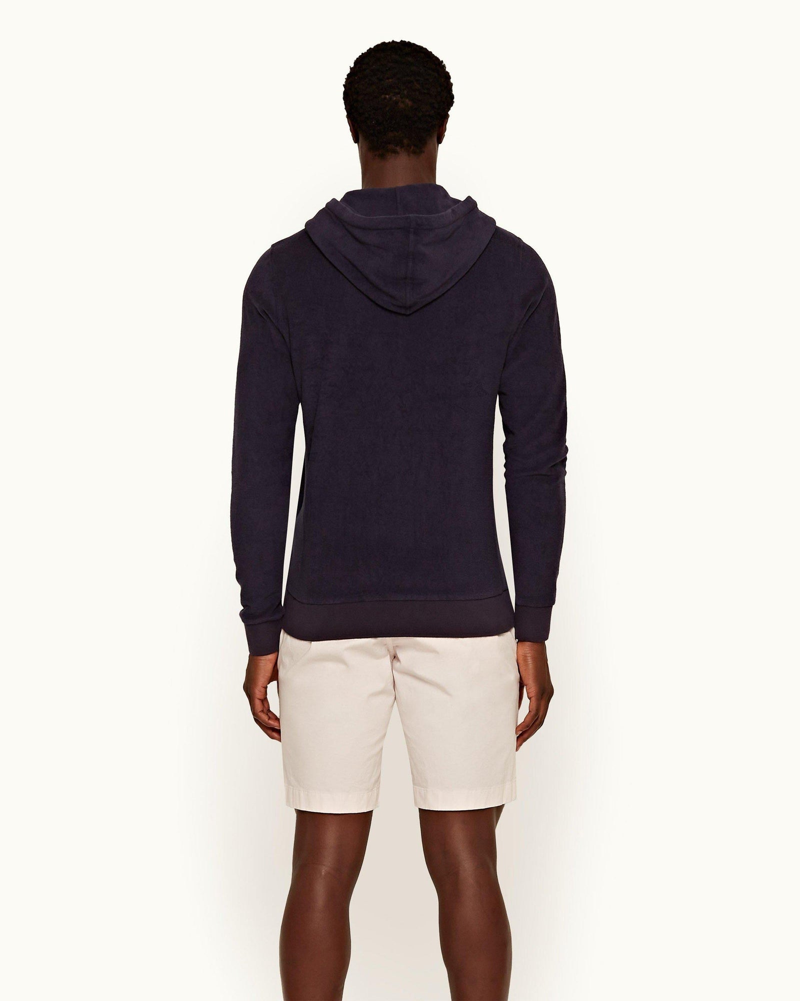 Mathers Towelling Navy Zip-Thru Brushed Towelling Sweatshirt | Navy