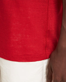 Vermillion Classic Fit Linen Polo Shirt | Vermillion