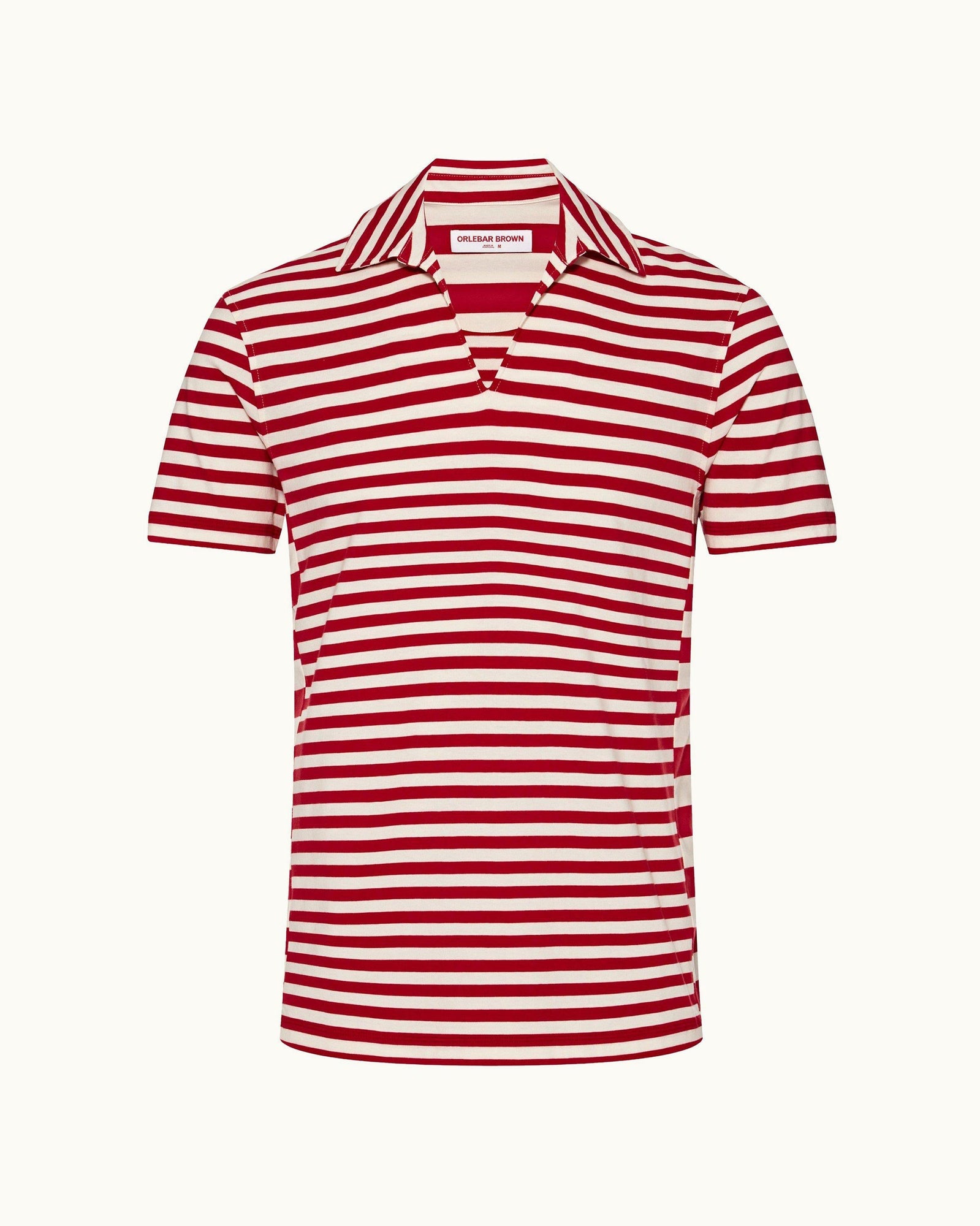 Vermillion Classic Fit Organic Cotton Stripe Knit Polo Shirt | Vermillion