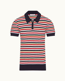 Mina Towelling Multi Towelling Stripe Tailored Fit Polo Shirt | Multi