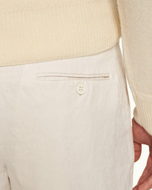 Norwich Linen White Sand Tailored Fit O.B Stripe Linen Shorts | White Sand