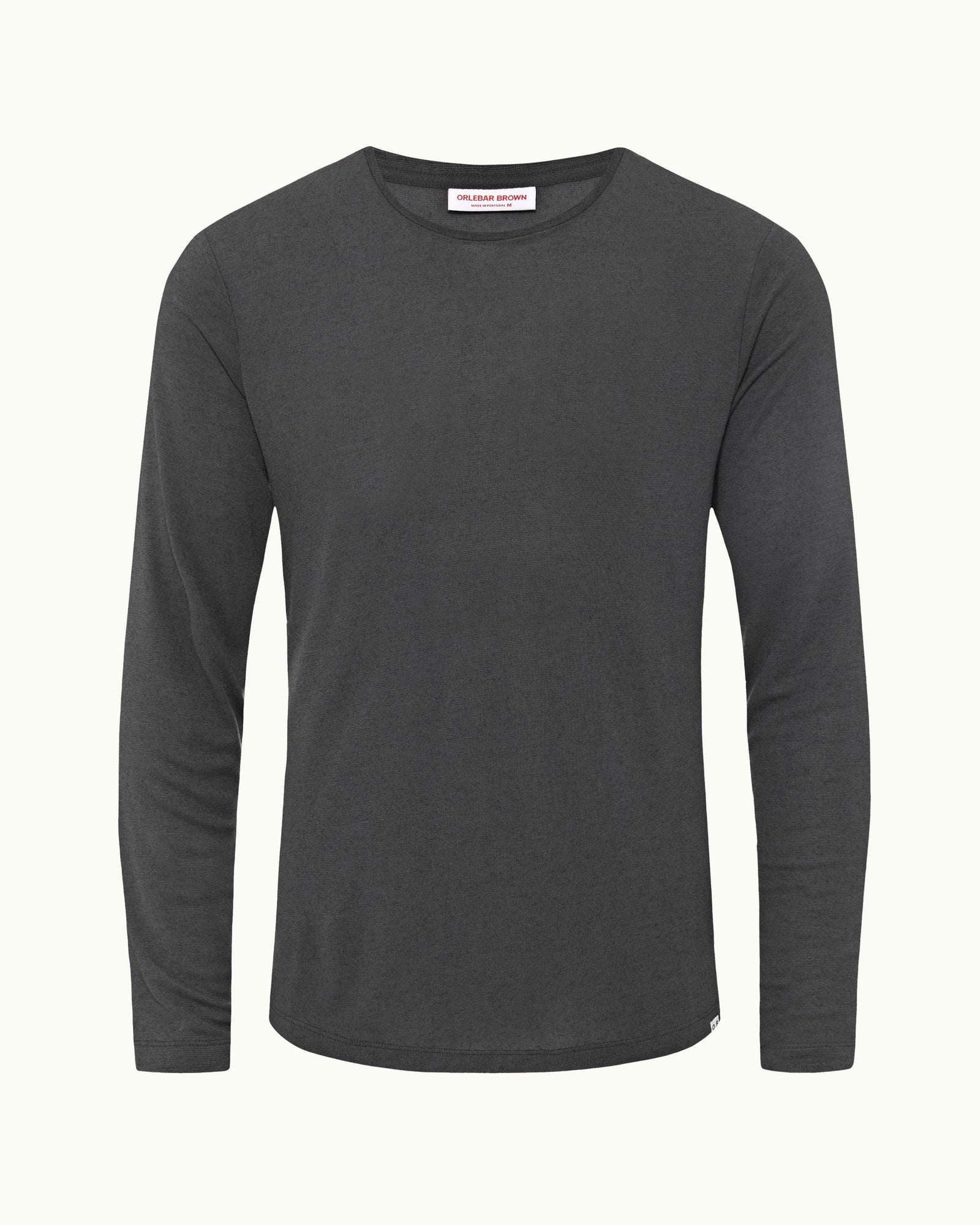 Ob-T Cashmere Piranha Grey Tailored Fit Crewneck Long-Sleeve Cashmere T-shirt | Piranha Grey