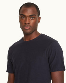 Ob-T Towelling Crew Neck Organic Cotton Towelling T-shirt Night Iris | Night Iris