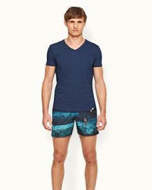 Ob-V Denim Tailored Fit V-neck T-Shirt | Denim Pigment