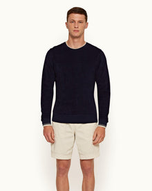 Pierce Towelling Navy/Alabaster Classic Fit Towelling Sweatshirt | Navy/Alabaster