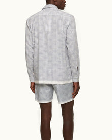 Men | Ridley Linen Shirt | White Sand/Azul Blue