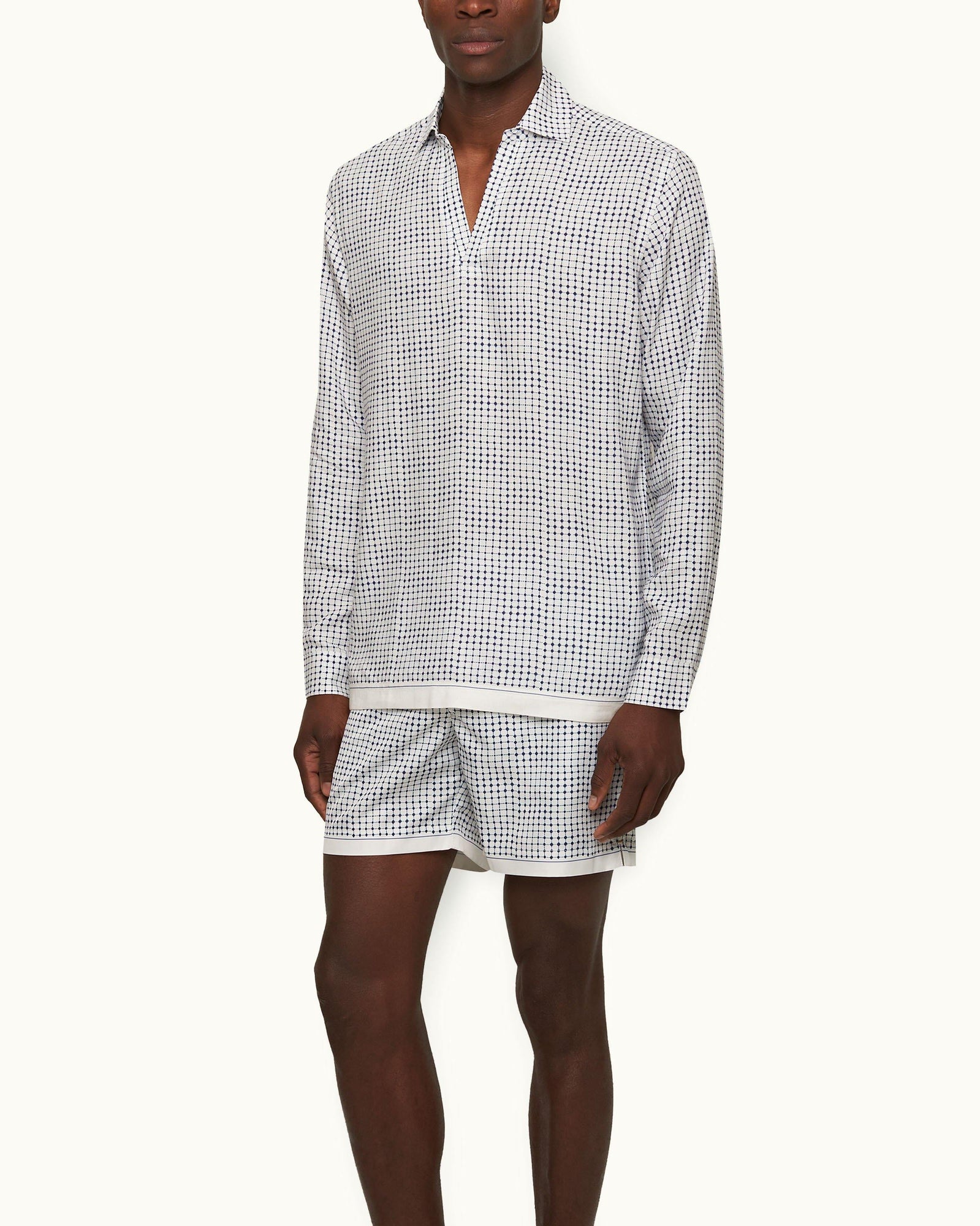 Men | Ridley Linen Shirt | White Sand/Azul Blue