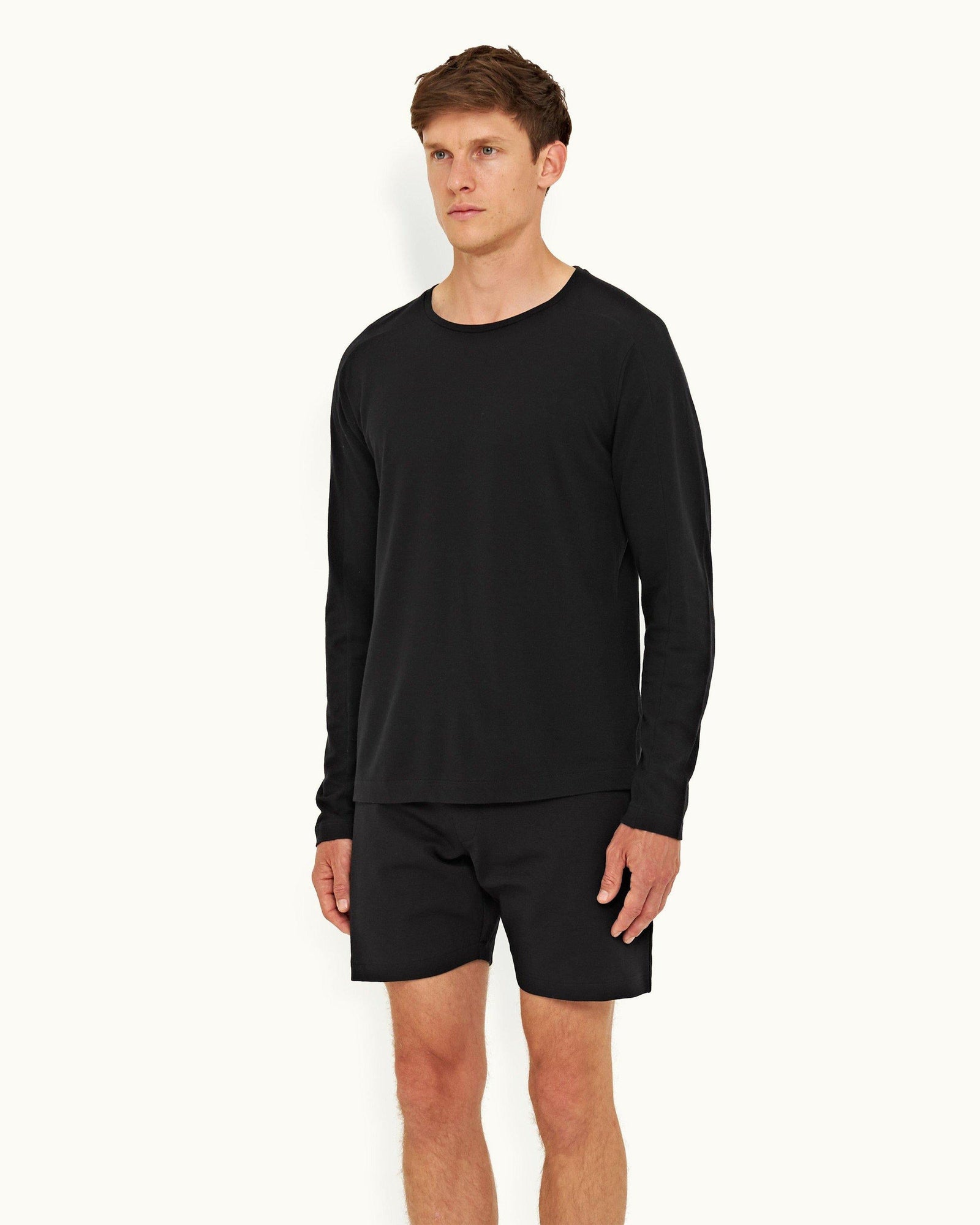 Black Classic Fit Ice Wool Long-Sleeve T-shirt | Black