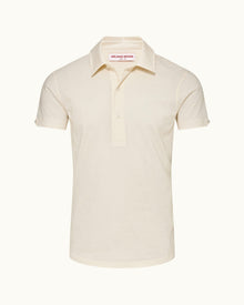 Sebastian Cotton Silk 007 White Sand Tailored Fit Short-Sleeve Cotton-Silk Polo Shirt | White Sand