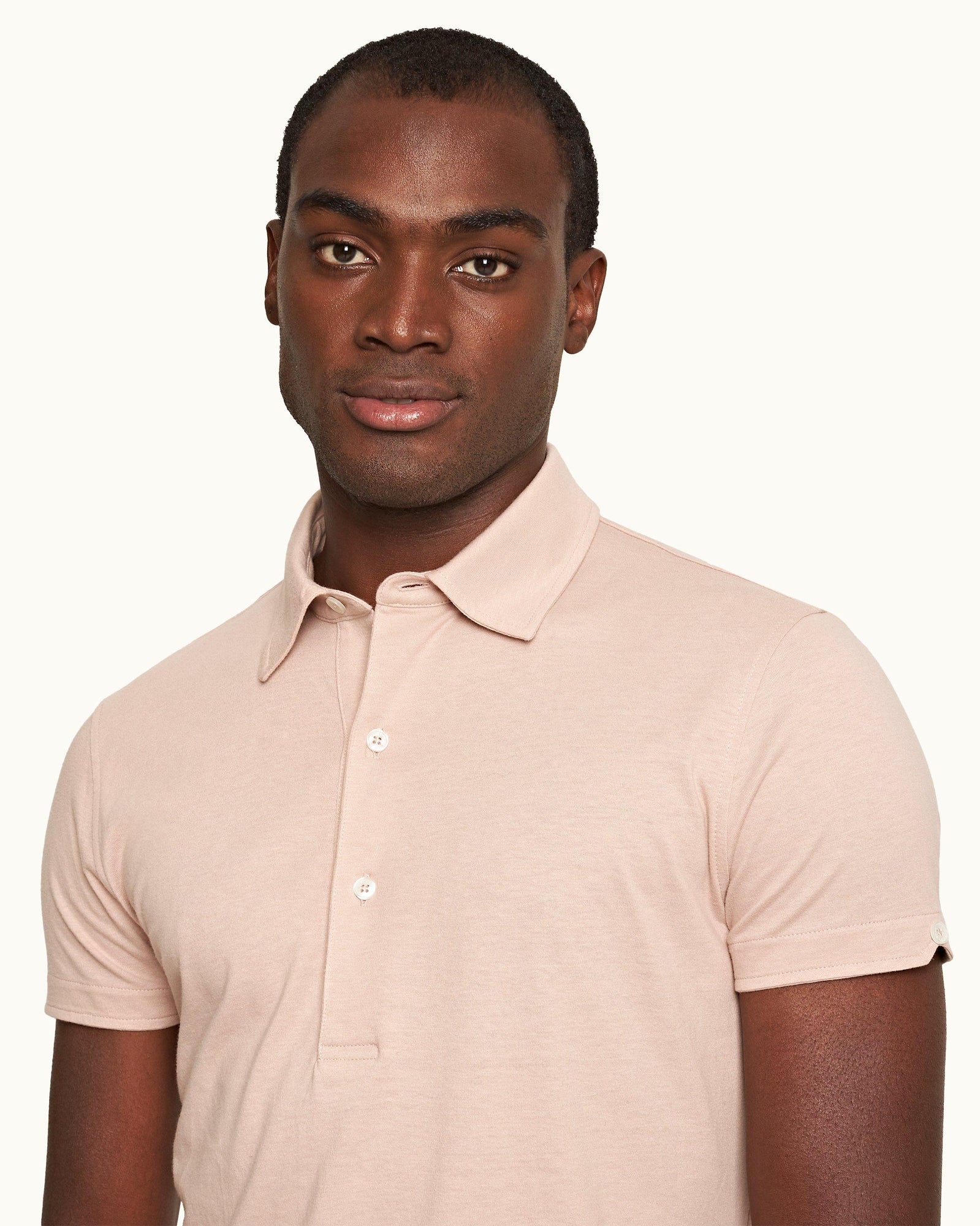Sebastian Silk Tailored Fit Cotton-Silk Polo Shirt In Seashell Pink | Seashell Pink