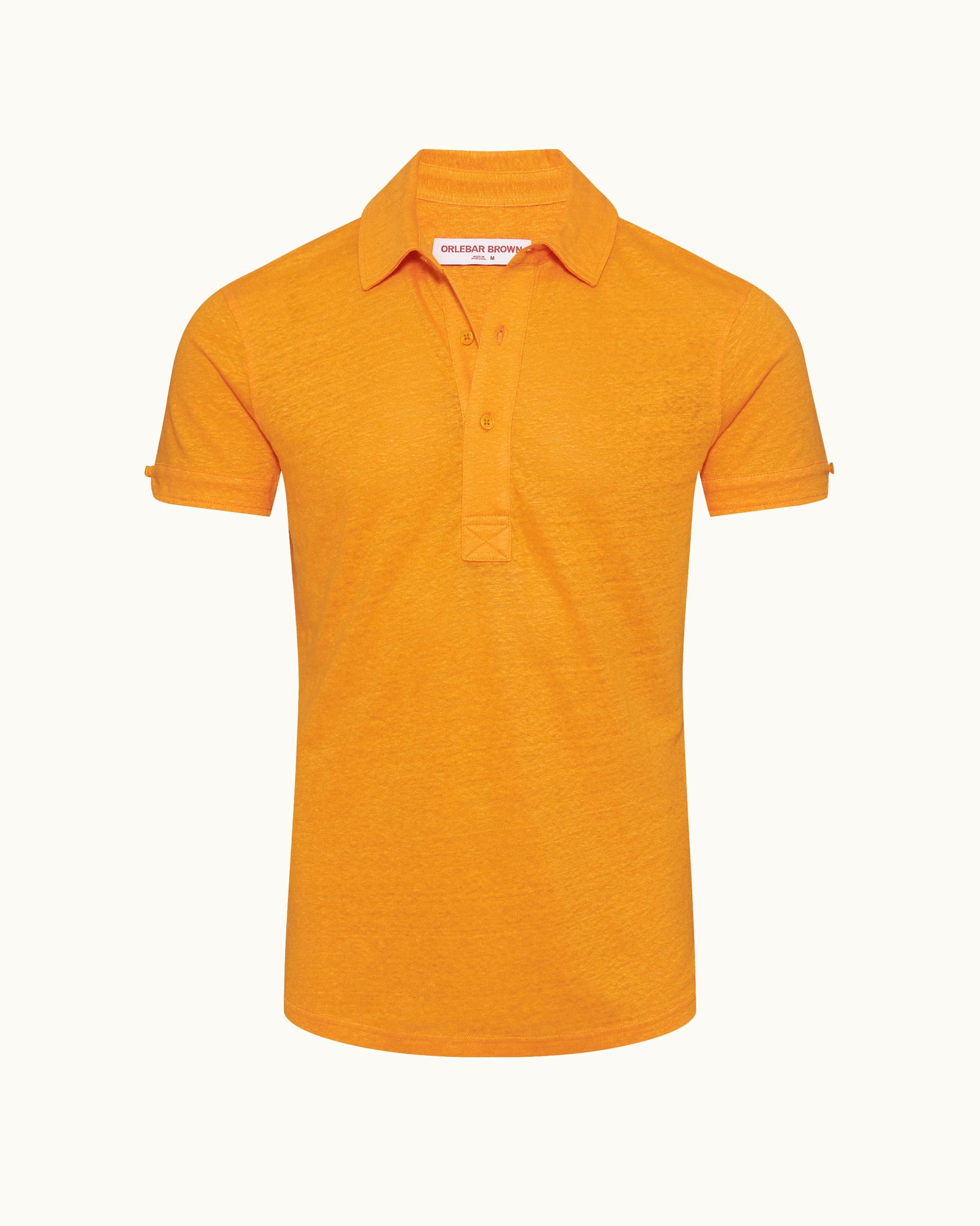 Men | Sebastian Linen Polo | Calypso Orange