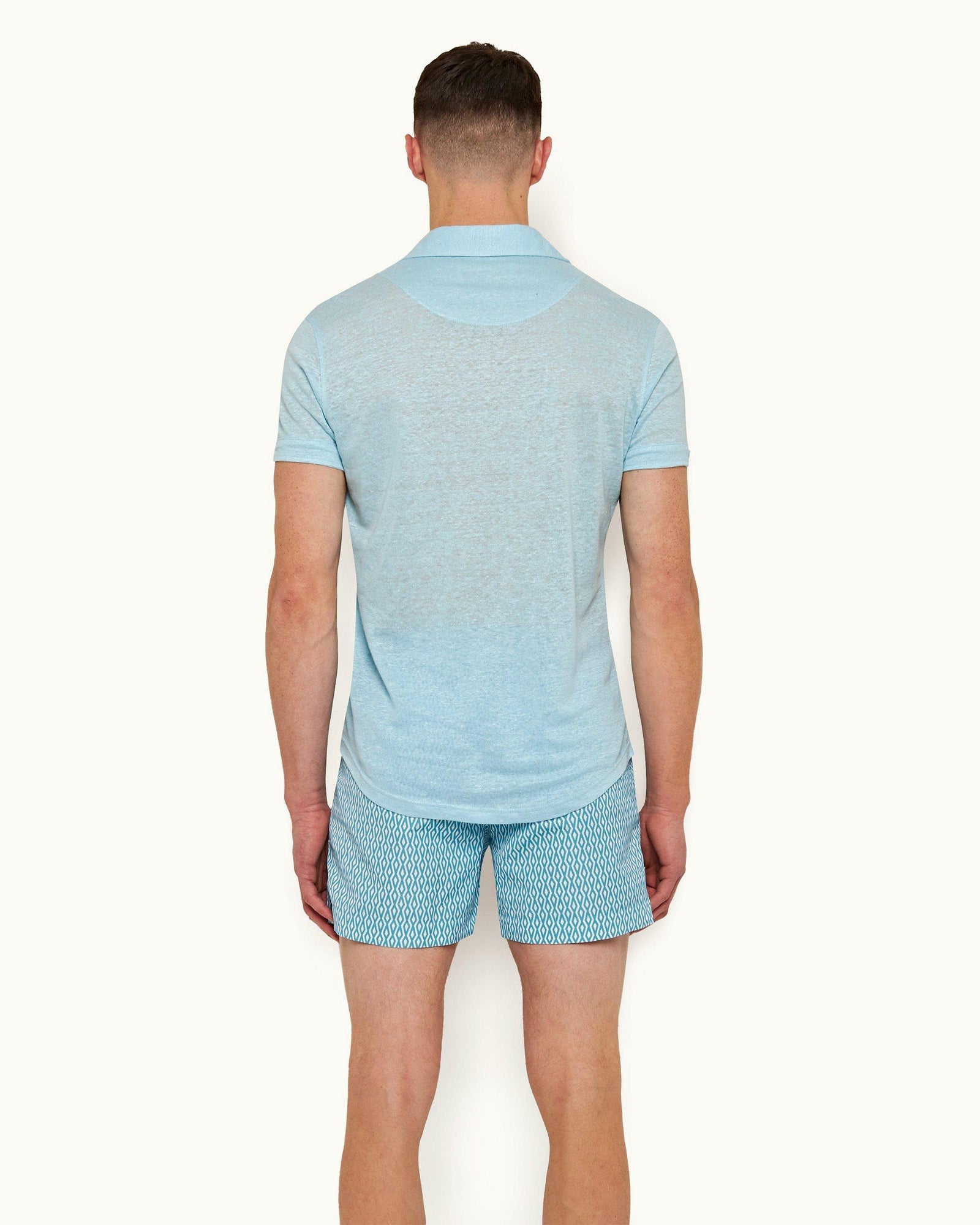 Sebastian Linen Pool Tailored Fit Linen Polo Shirt | Pool