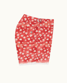 Setter Budding Life Print Shorter-Length Swim Shorts Woven In France in Cinnamon Summer Red colour | Cinnamon Summer Red