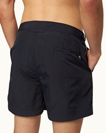 Shorter-Length Concealed OB Tape Swim Shorts In Night Iris Blue | Night Iris