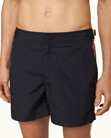 Shorter-Length Concealed OB Tape Swim Shorts In Night Iris Blue | Night Iris