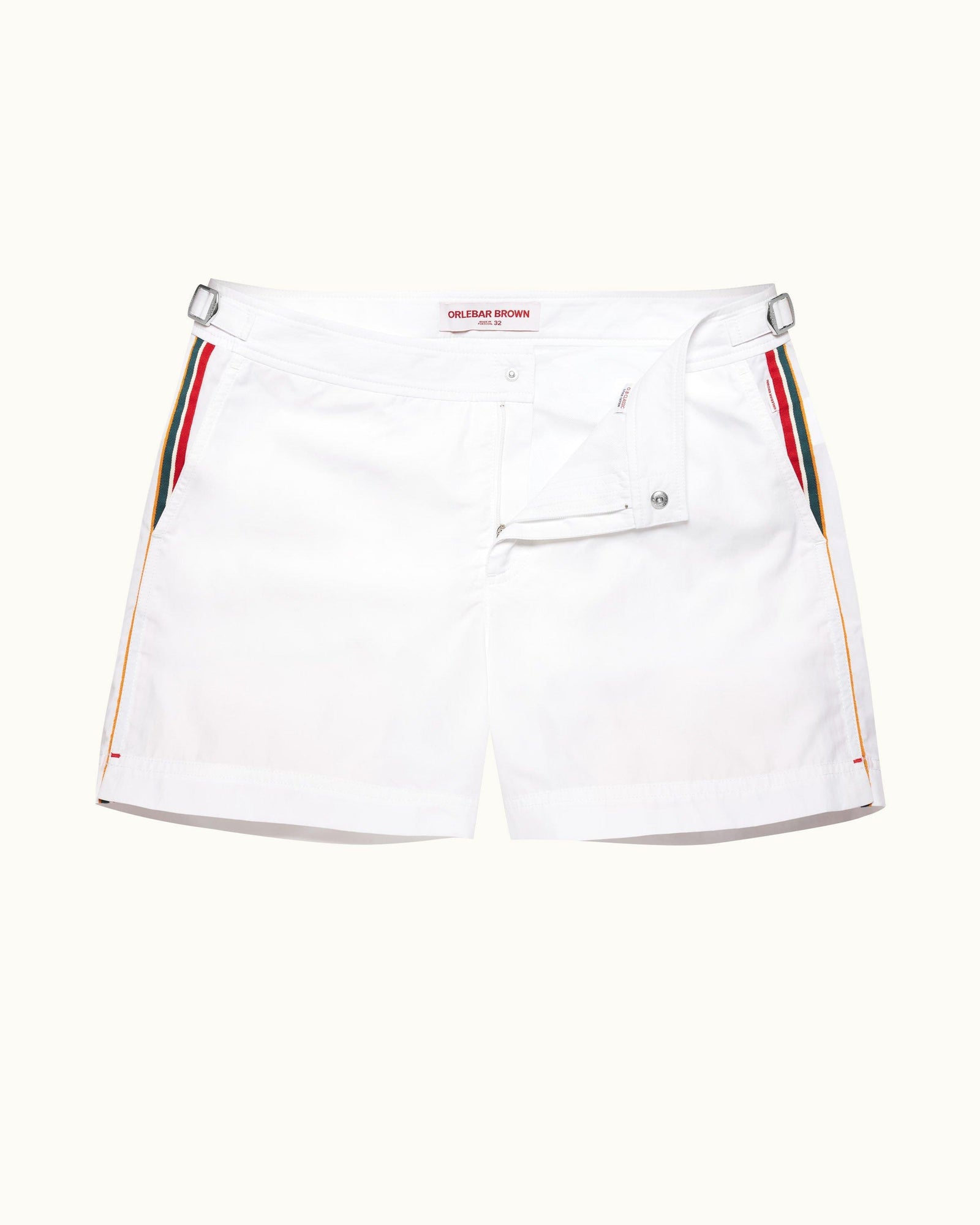 Setter White Shorter-Length Concealed O.B Tape Swim Shorts | White