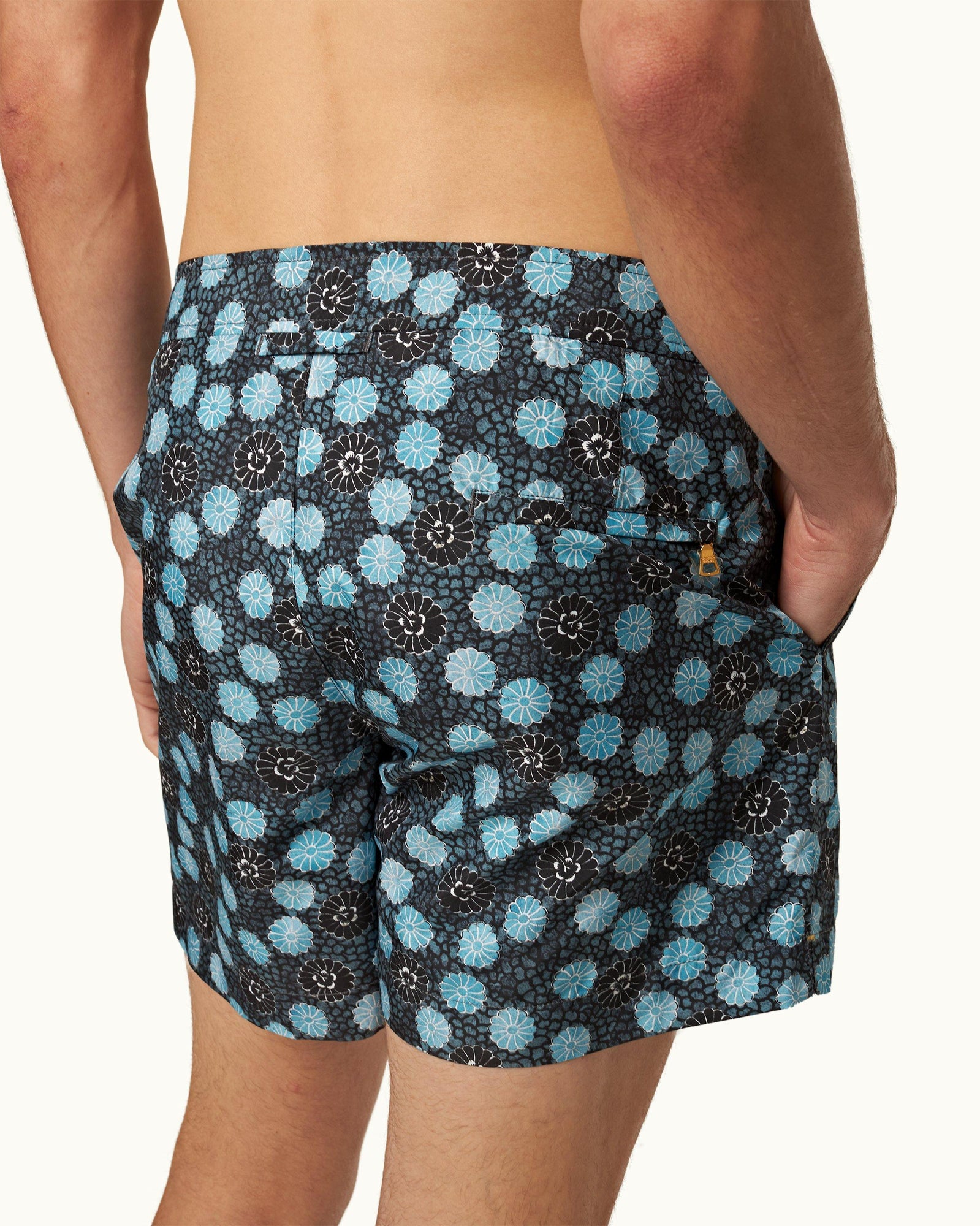 Setter Daisy Print Shorter-Length Swim Shorts In Springfield Blue | Springfield Blue