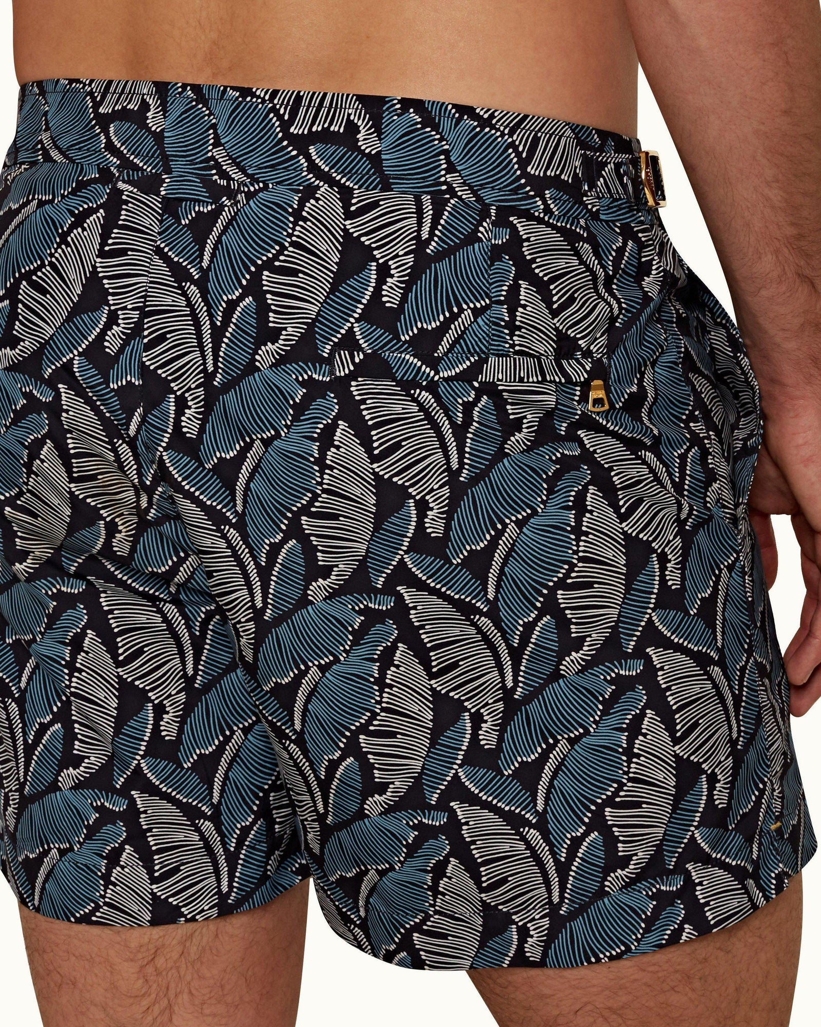 Setter Maya Blue/Navy Mantaro Print Shorter-Length Swim Shorts | Maya Blue/Navy