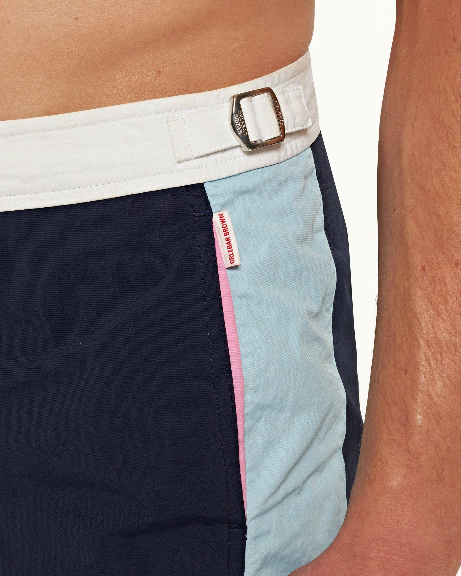 Navy/Pool Side Panel Shorter-Length Swim Shorts | Navy/Pool