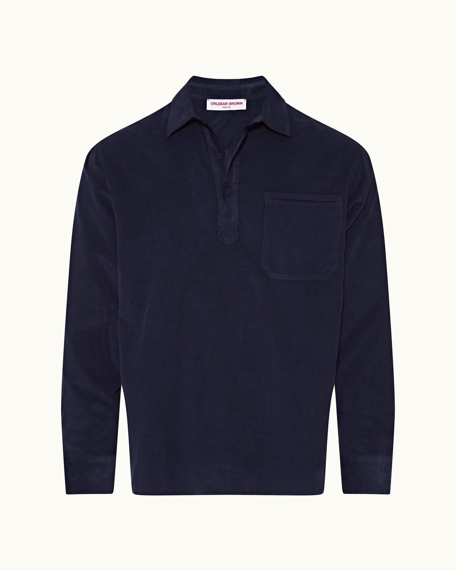 Midnight Navy Cord Easy Fit Cotton Overhead Shirt | Midnight Navy