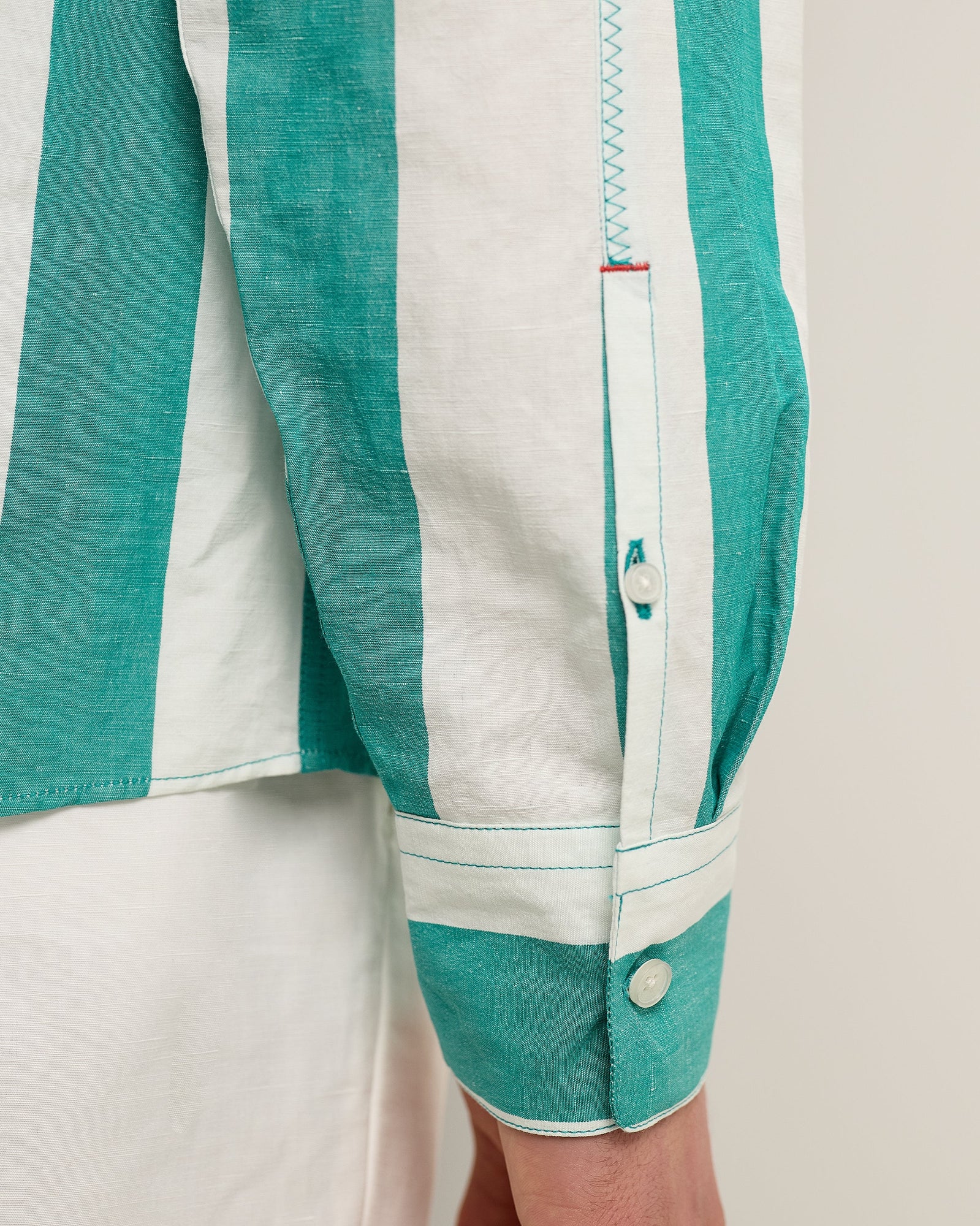 Men | Shanklin Stripe Shirt | Green/White Sand
