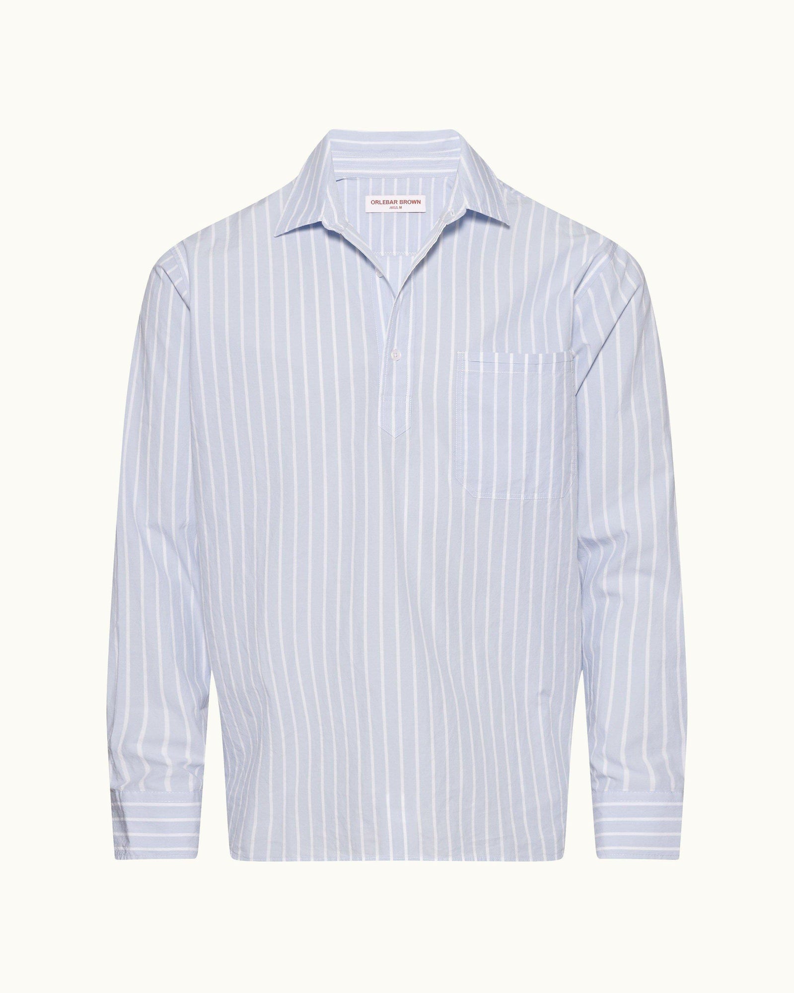 Serenity Blue/White Stripe Relaxed Fit Overhead Cotton Shirt | Serenity Blue/White