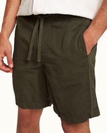 Palm Relaxed Fit Garment Dye Cotton-Linen Shorts | Palm