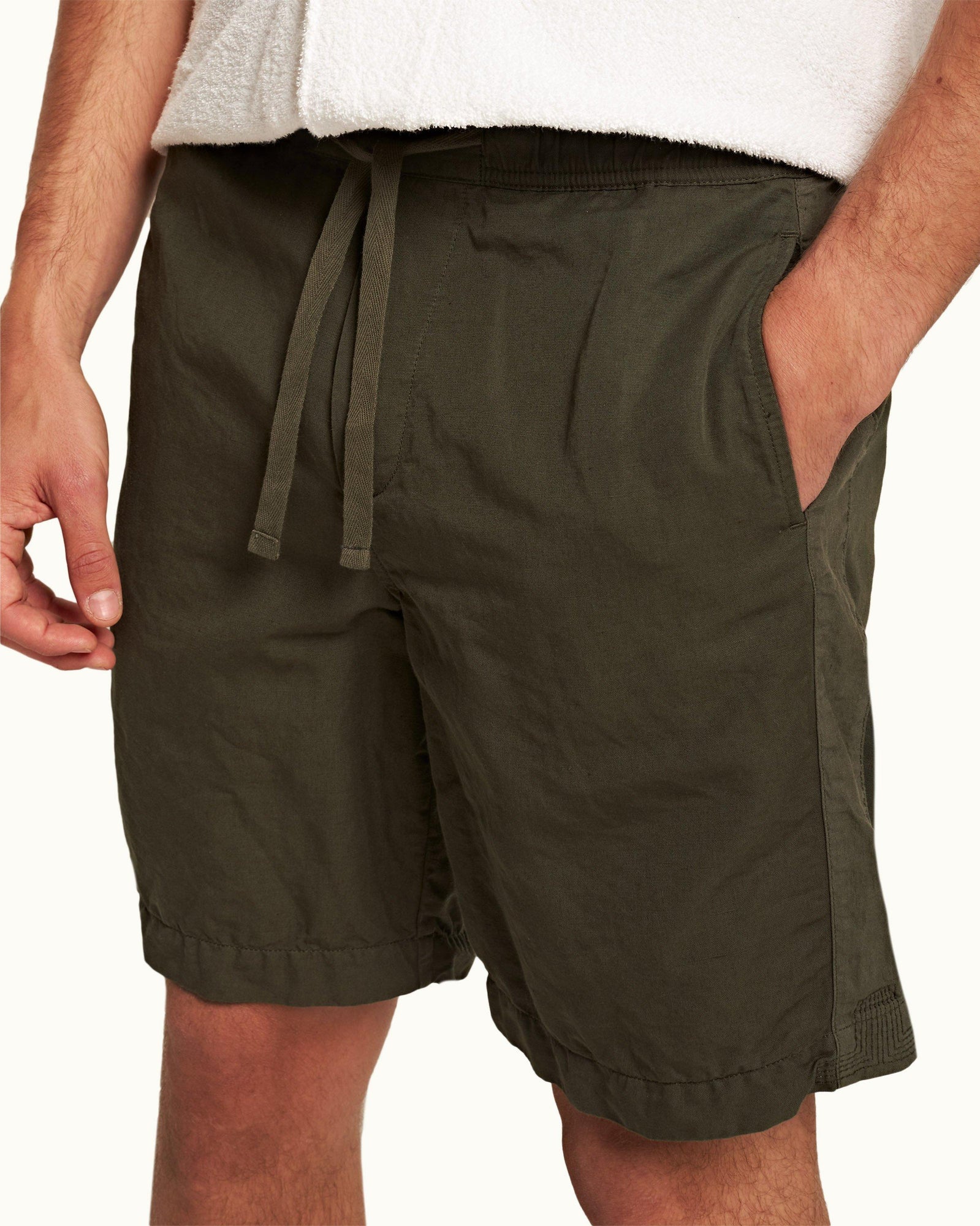 Palm Relaxed Fit Garment Dye Cotton-Linen Shorts | Palm
