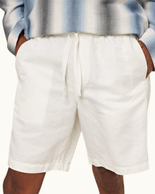 Sea Mist Relaxed Fit Mix Fabric Shorts | Sea Mist