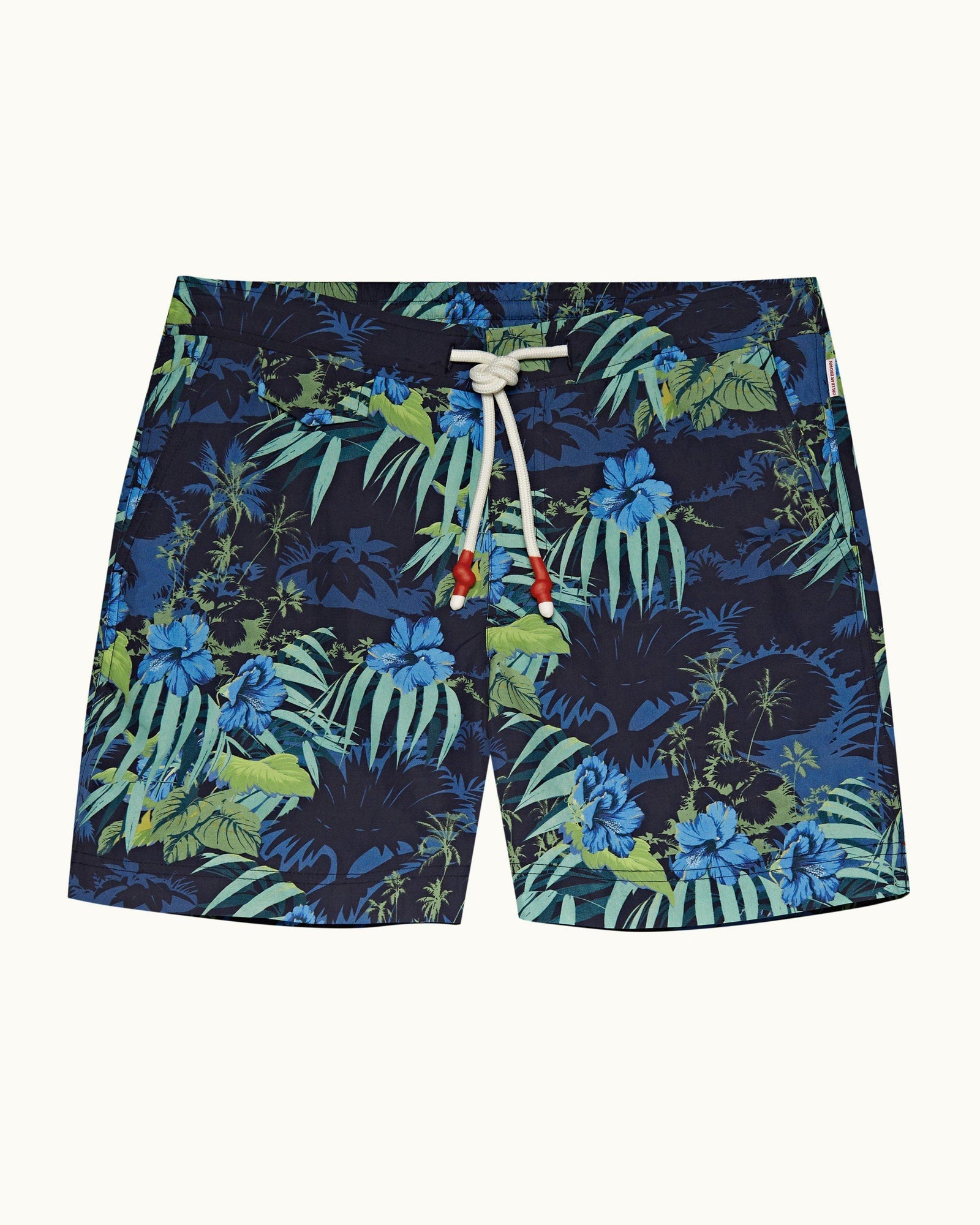 Night Iris Islet Print Mid-Length Drawcord Swim Shorts | Night Iris