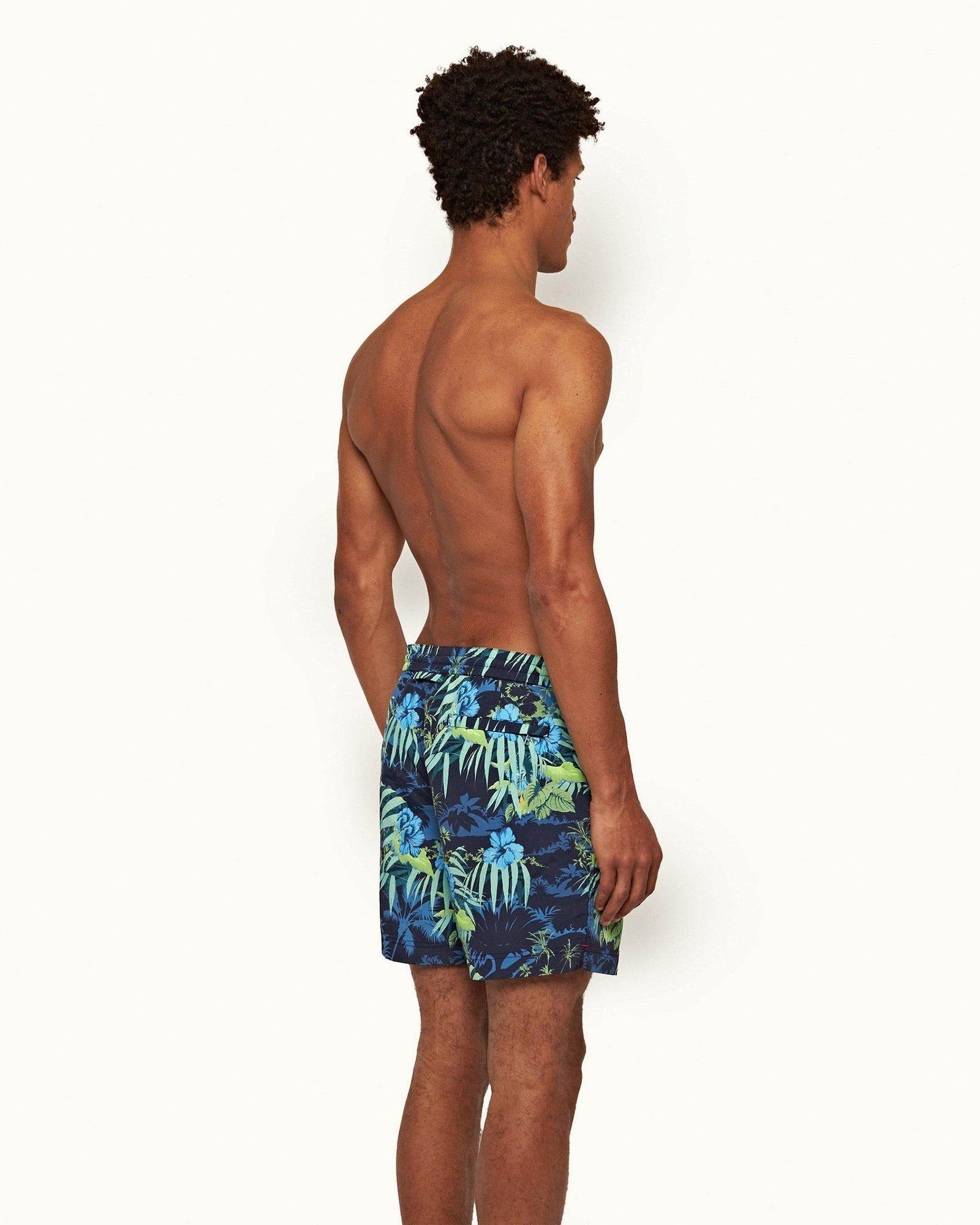 Night Iris Islet Print Mid-Length Drawcord Swim Shorts | Night Iris