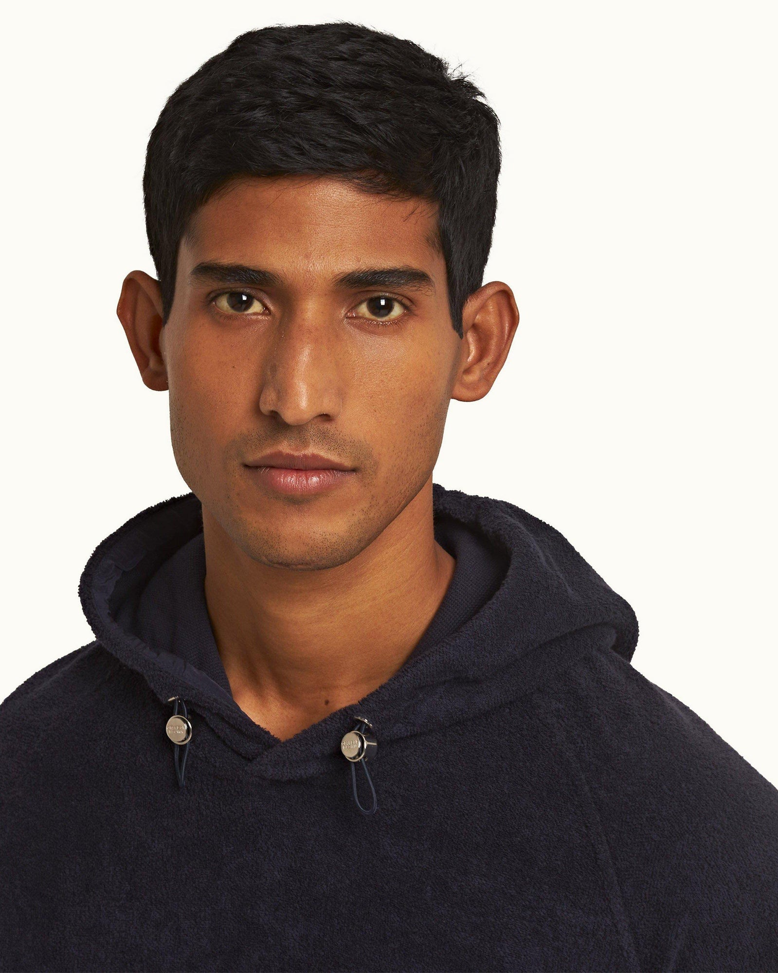 Night Iris Classic Fit Hooded Cotton Pique Towelling Sweatshirt | Night Iris