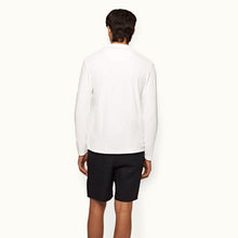 White O.B Stripe Tailored Fit Long-Sleeve Towelling Resort Polo Shirt | White