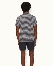 Night Iris/White Capri Collar Chevron Shirt | Night Iris/White