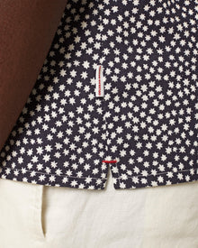 Travis Towelling Star Print Capri Collar Shirt In Night Iris Blue | Night Iris