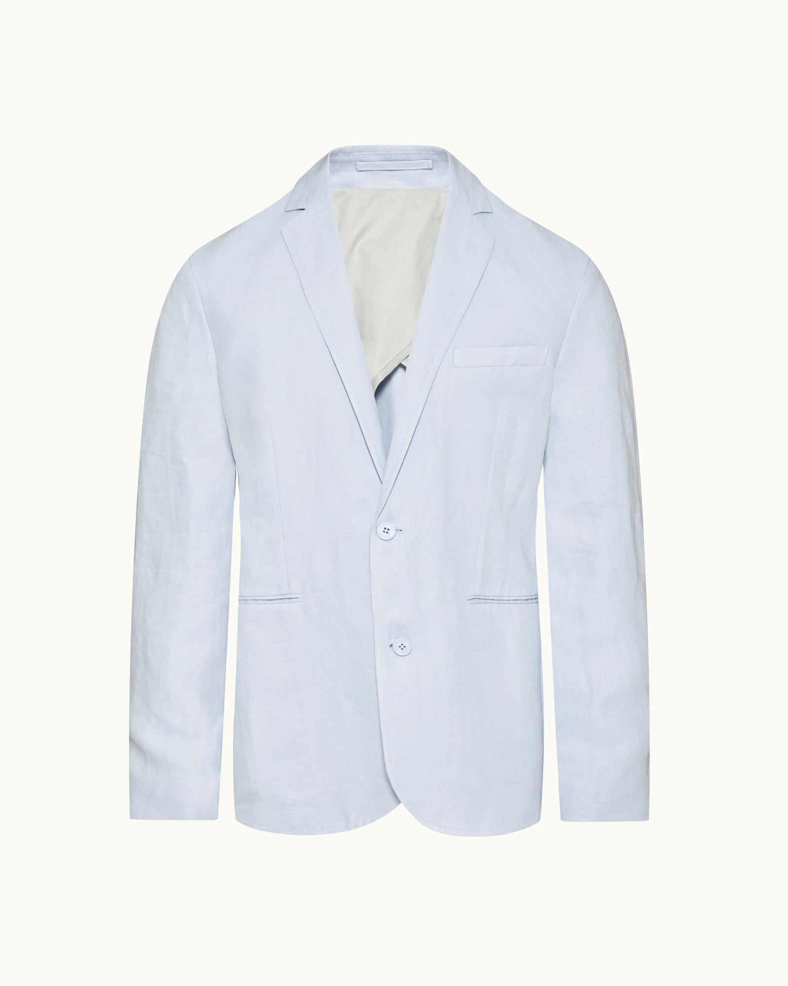 Light Island Sky Unstructured Two-Button Linen blazer | Light Island Sky