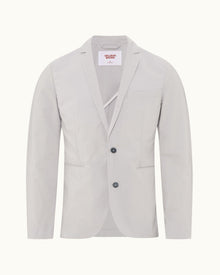 Oyster Grey Two-Button Stretch-Cotton Blazer | Oyster Grey