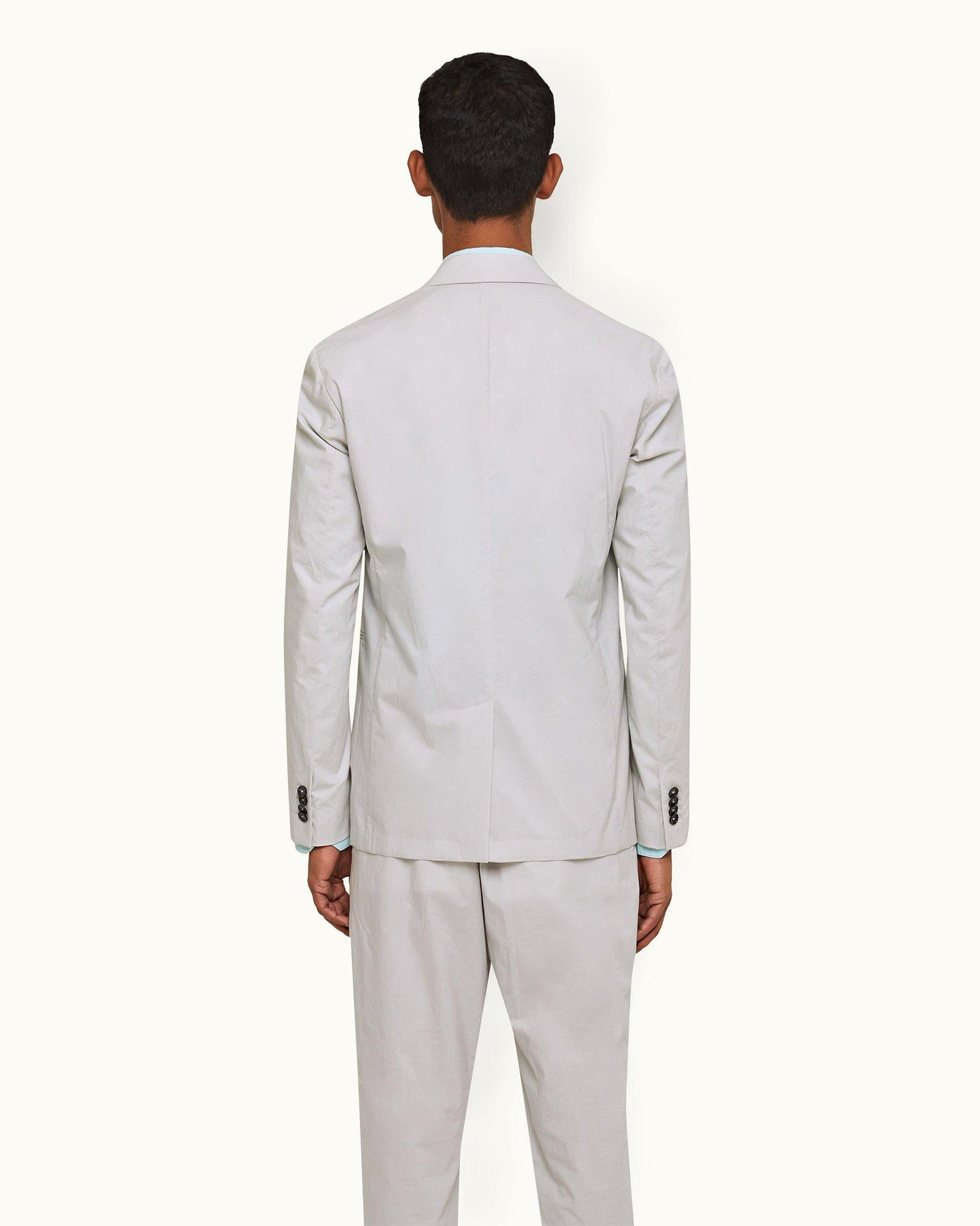 Oyster Grey Two-Button Stretch-Cotton Blazer | Oyster Grey
