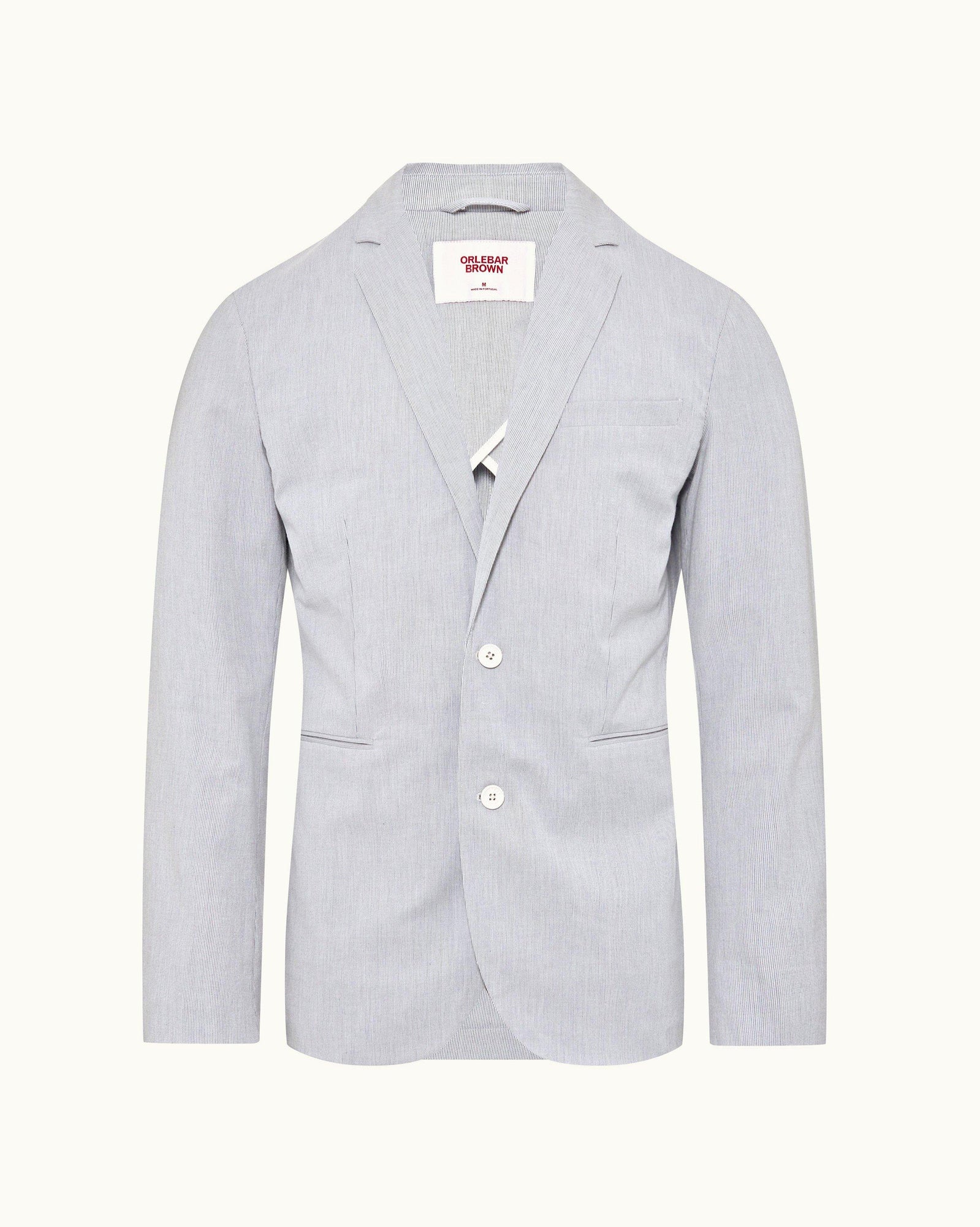 Midnight Navy/White Tailored Fit Unstructured Stretch-Cotton Blazer | Midnight Navy/White