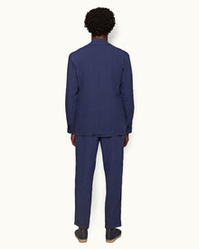Ullock Lagoon Blue Tailored Fit Two-Button Unstructured Linen Blazer | Lagoon Blue